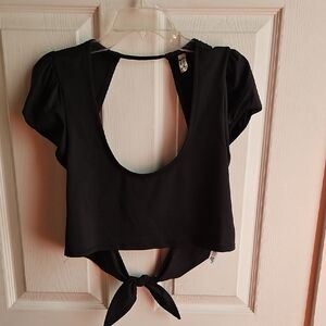 Black Tie-Back Crop Top - Women's